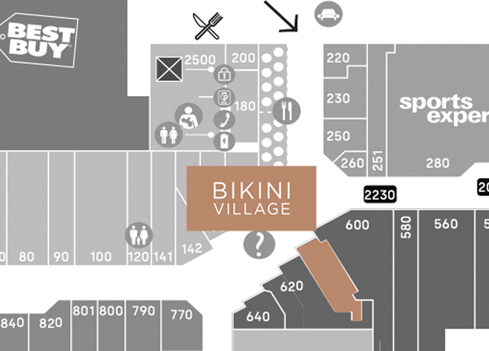 Carte du Carrefour Richelieu - où trouver la boutique Bikini Village