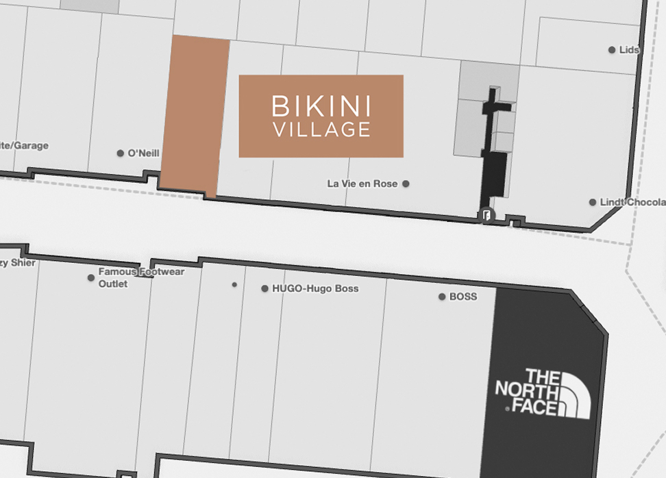 Carte du Premium Outlets Montreal - où trouver la boutique Bikini Village
