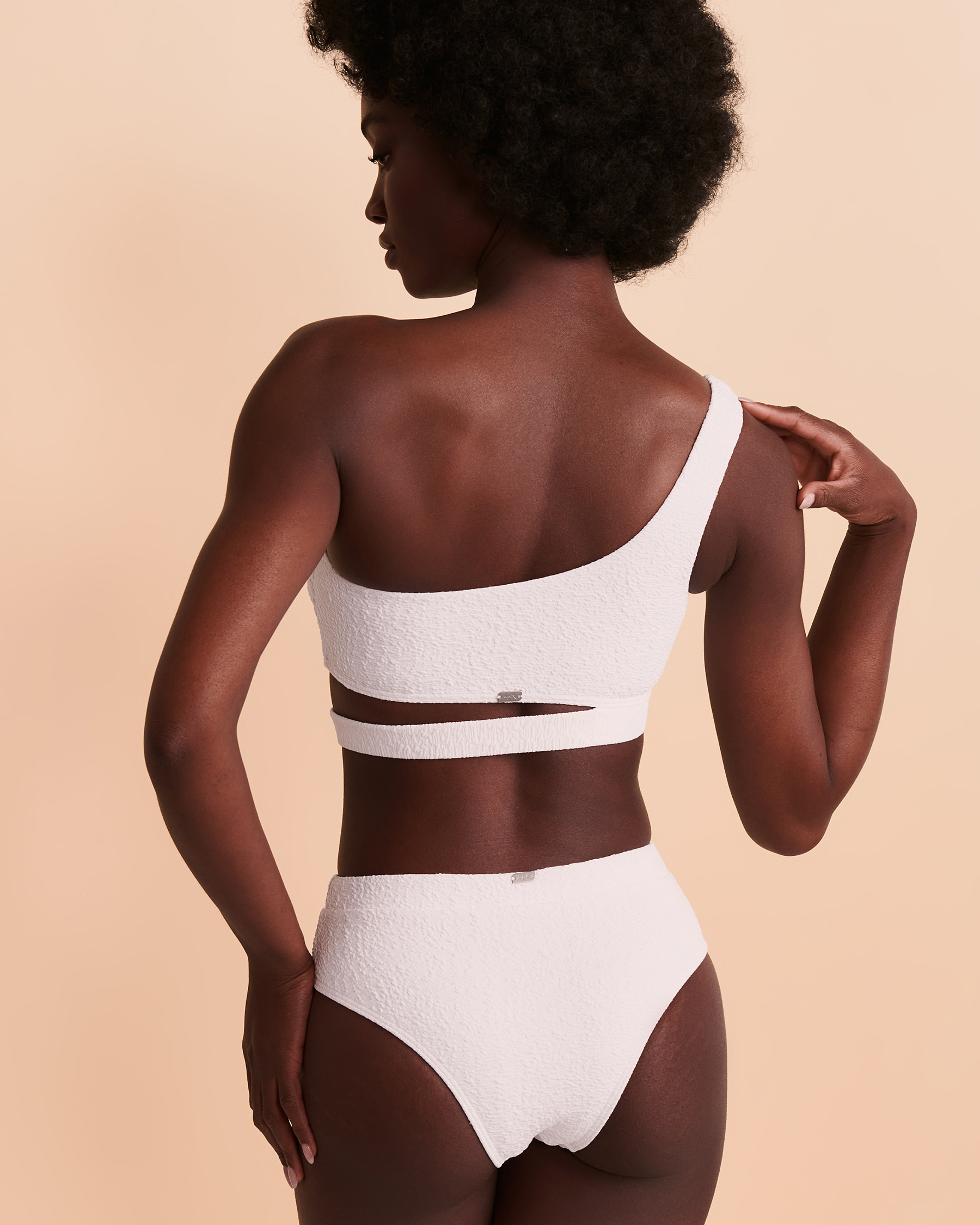 TROPIK TEXTURED One Shoulder Bandeau Bikini Top Brilliant white 01100085 - View2