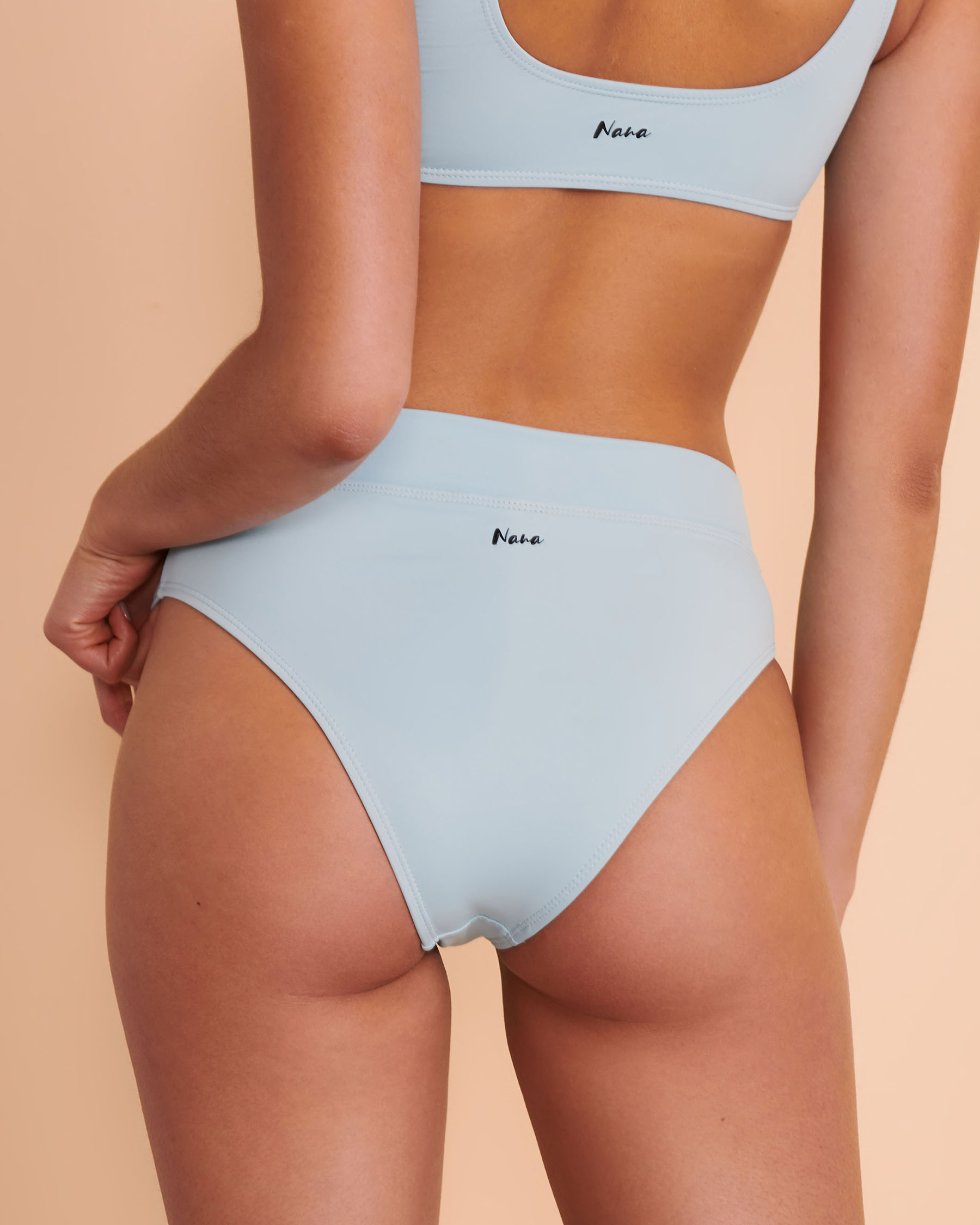 NANA Bas de bikini taille haute Genevieve PALM SPRING Bleu clair NZ119 - Voir3