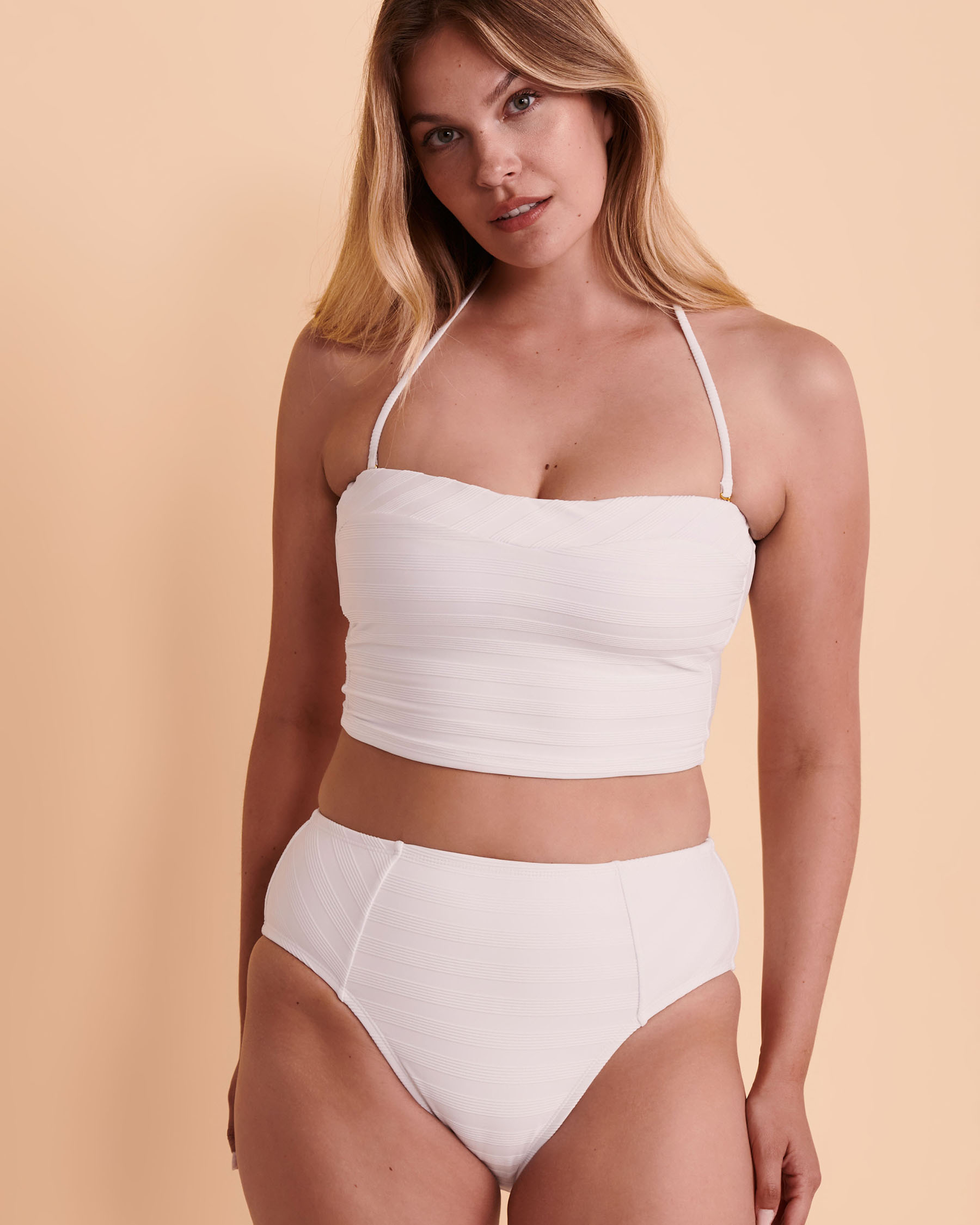 LA BLANCA LINEA COSTA High Waist Bikini Bottom White LB2CE98 - View5