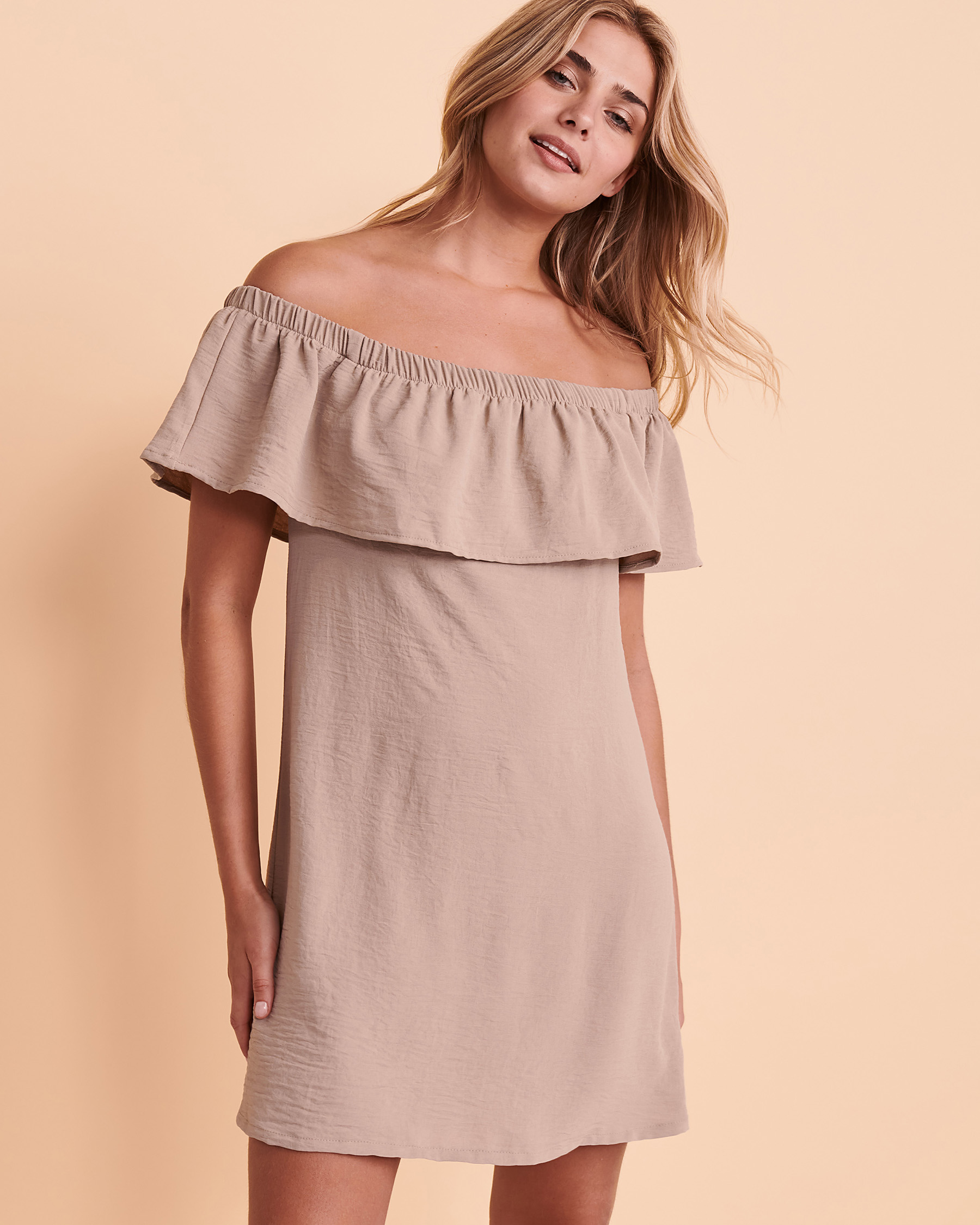 COVER ME Off the Shoulder Dress Tan 22052575 - View1