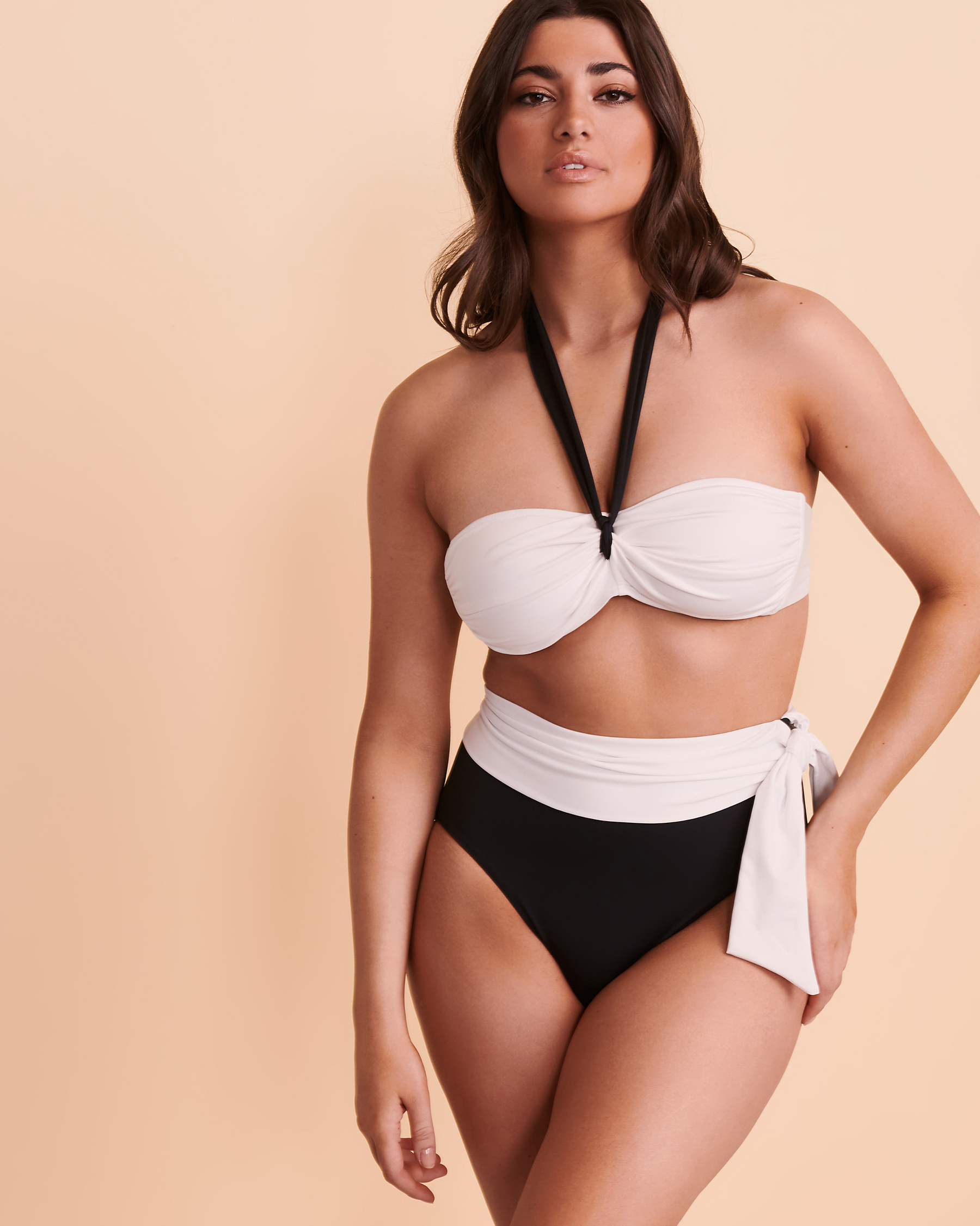 RALPH LAUREN BEL AIR High Bikini Bottom - Black and white | Bikini Village