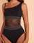 BLEU ROD BEATTIE OFF THE GRID One Shoulder One-piece Swimsuit Black RBOG23220H - View1