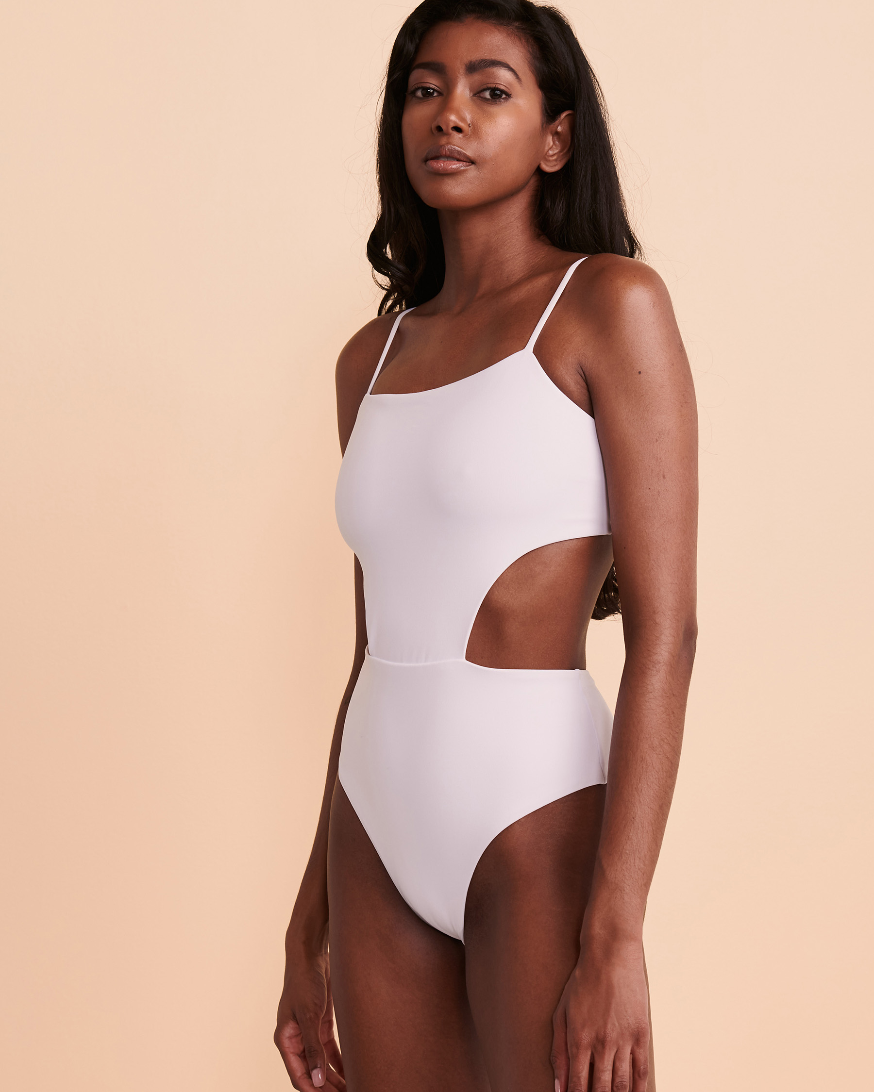 KIBYS ROCKY Cut-out One-piece Swimsuit White 85993 - View1