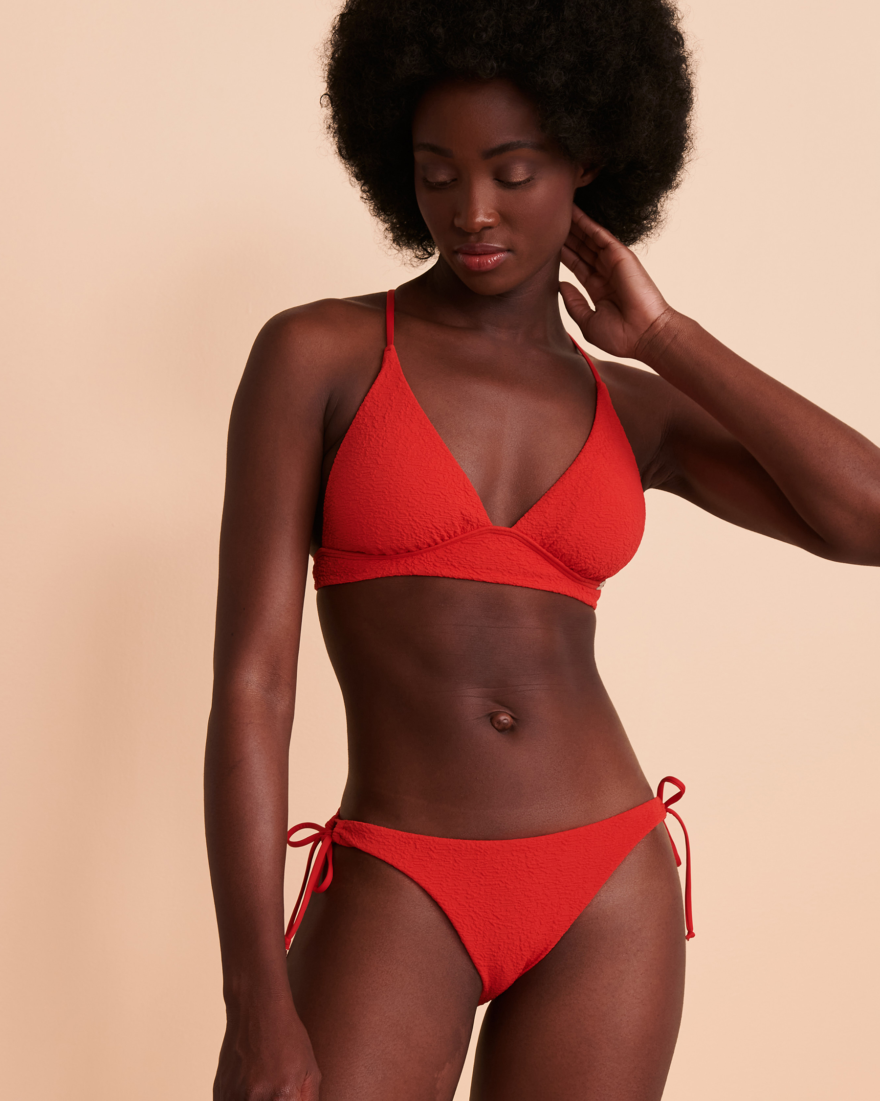 TROPIK TEXTURED Brazilian Bikini Bottom Red 01300077 - View4