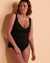 JANTZEN SOLID Wrap Over One-piece Swimsuit Black JZ21015M - View1