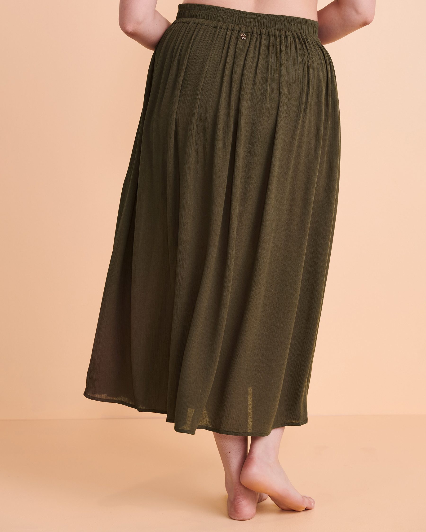 TURQUOISE COUTURE Buttoned Long Skirt Olive 02200032 - View4