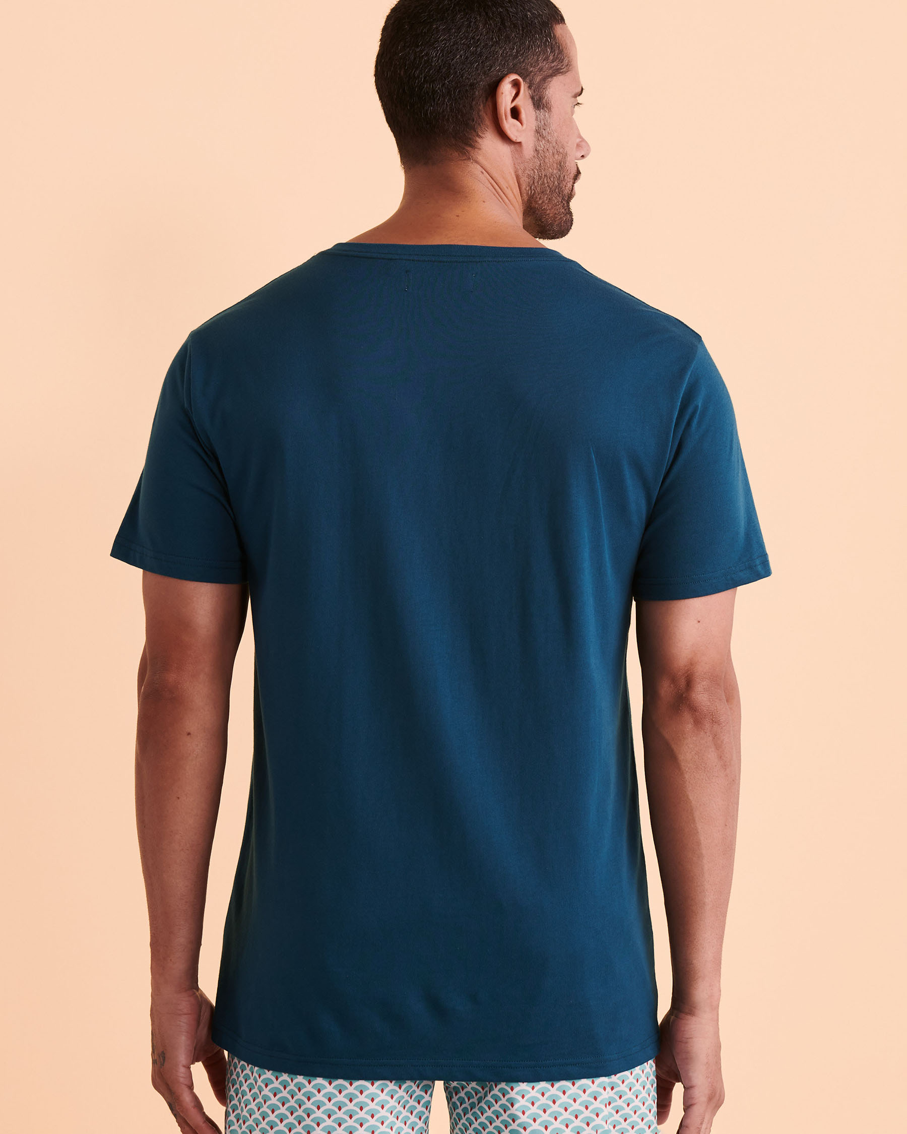 HAMABE T-shirt col en V Bleu 04100005 - Voir2