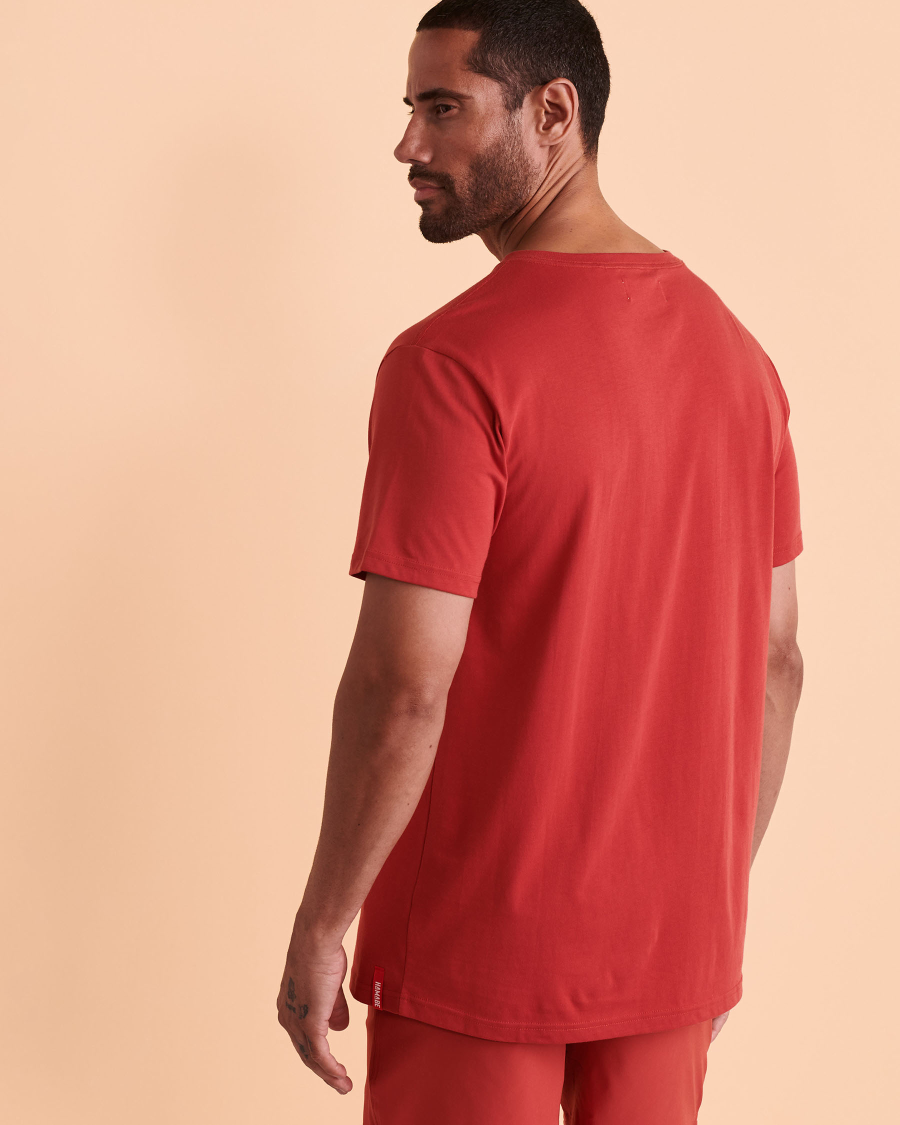 HAMABE V-neck T-shirt Red 04100005 - View2