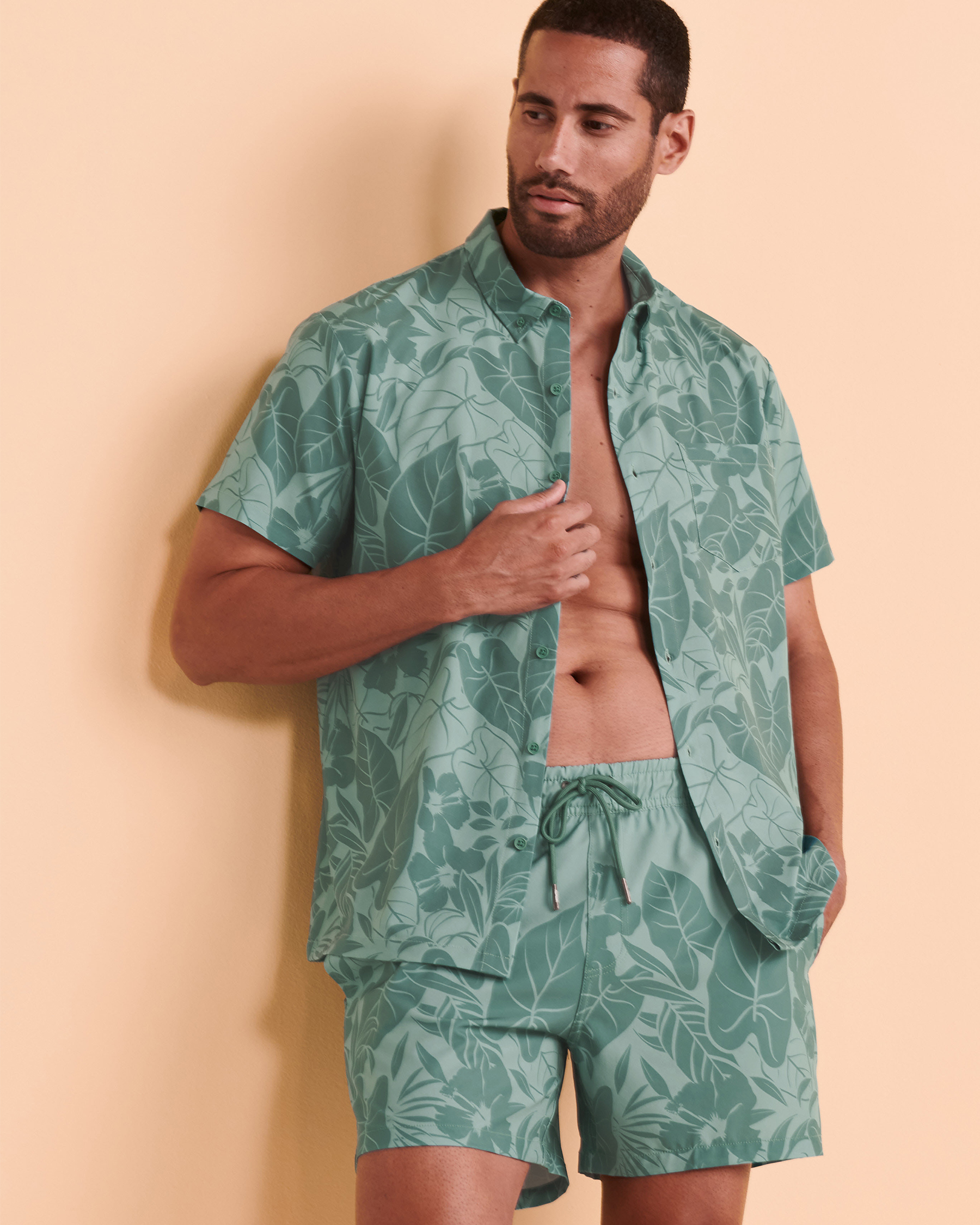 HAMABE Short Sleeve Shirt Tropical print 04100006 - View1