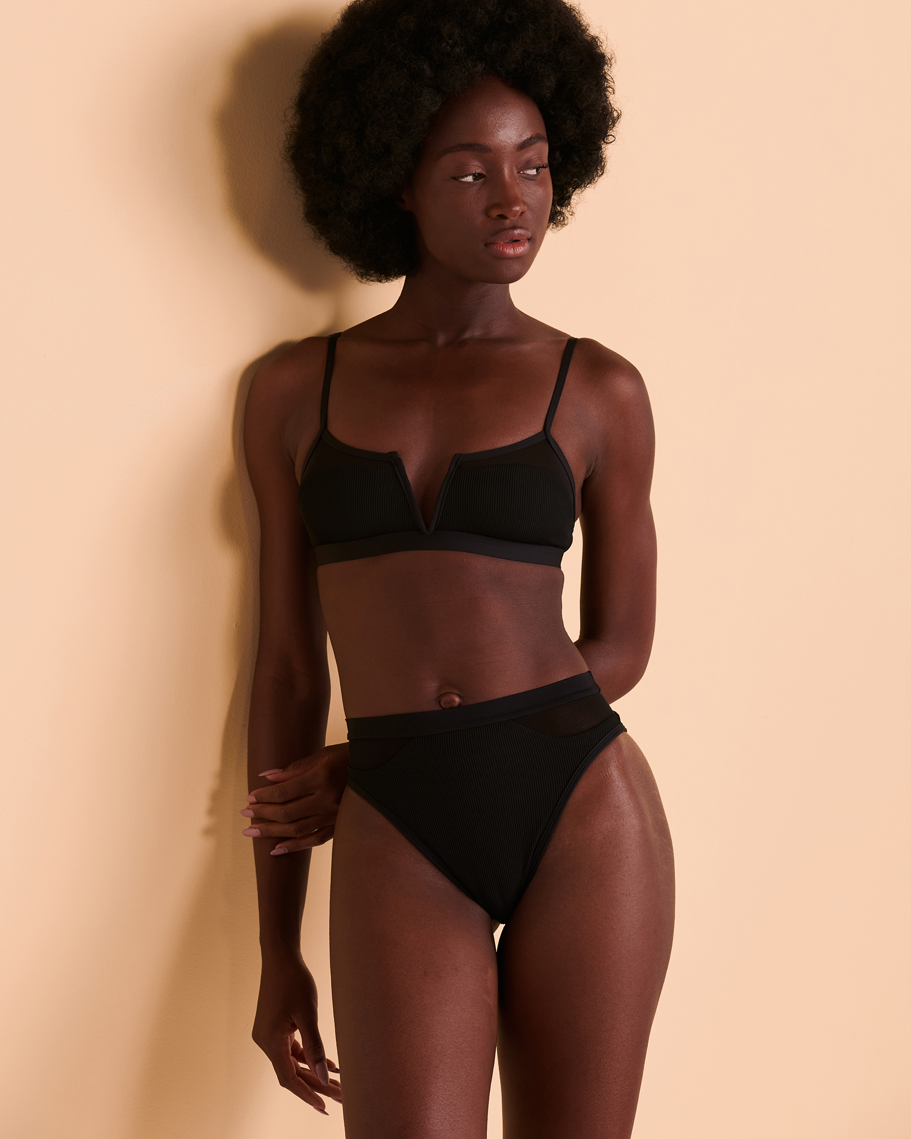 L*SPACE SADIE Bralette Bikini Top Black RHSAT21 - View3