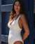 TURQUOISE COUTURE TEXTURED Plunge One-piece Swimsuit Vanilla 01400020 - View1