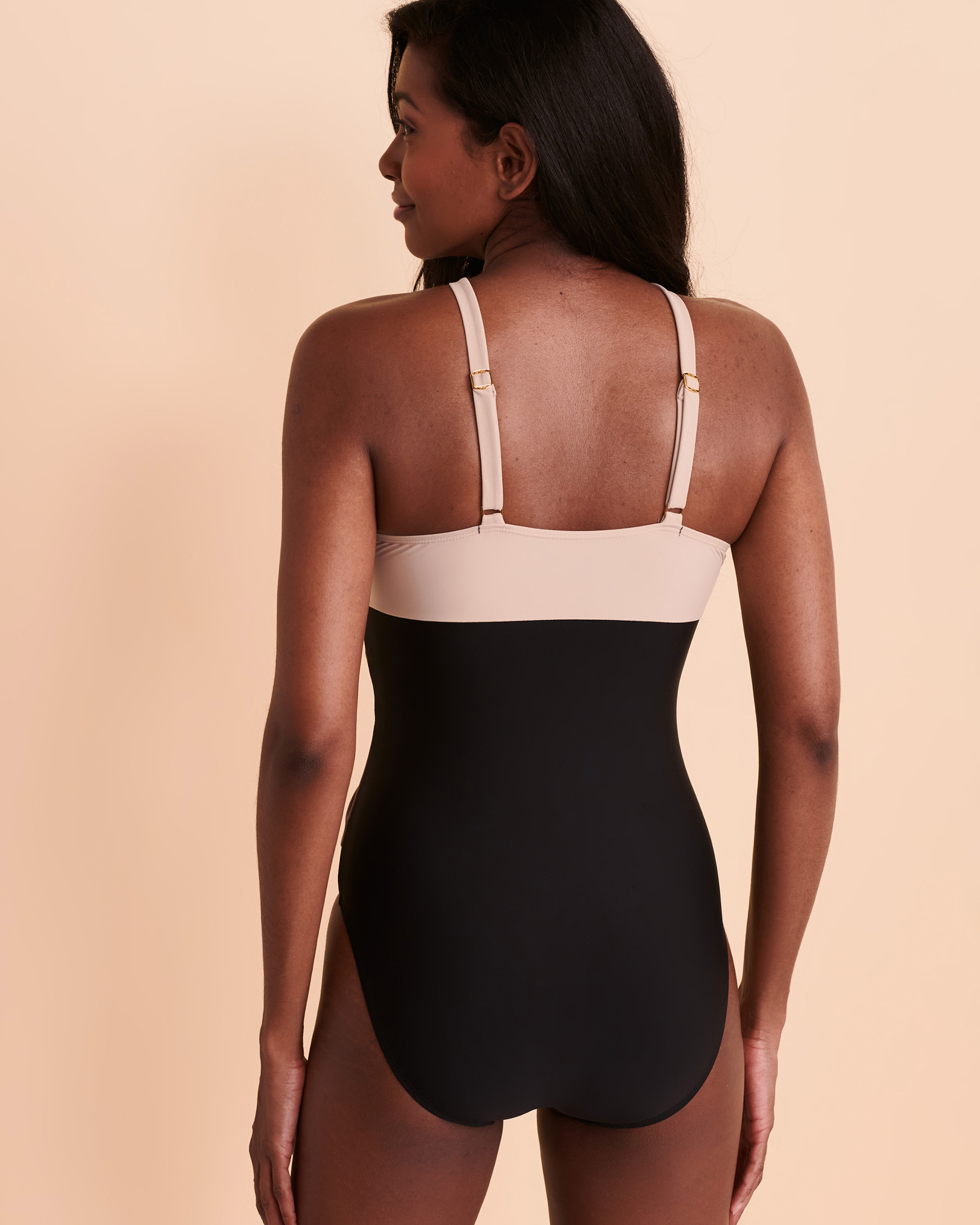 BEYOND CONTROL SOLID ESSENTIALS High Neck One-piece Swimsuit Sand LXSE00829H - View2