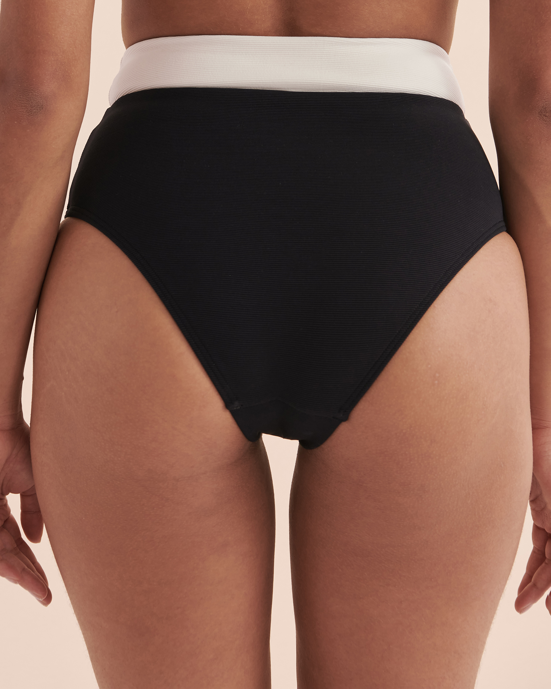 JETS AUSTRALIA Versa Rib High Waist Bikini Bottom Black Cream Bikini Village