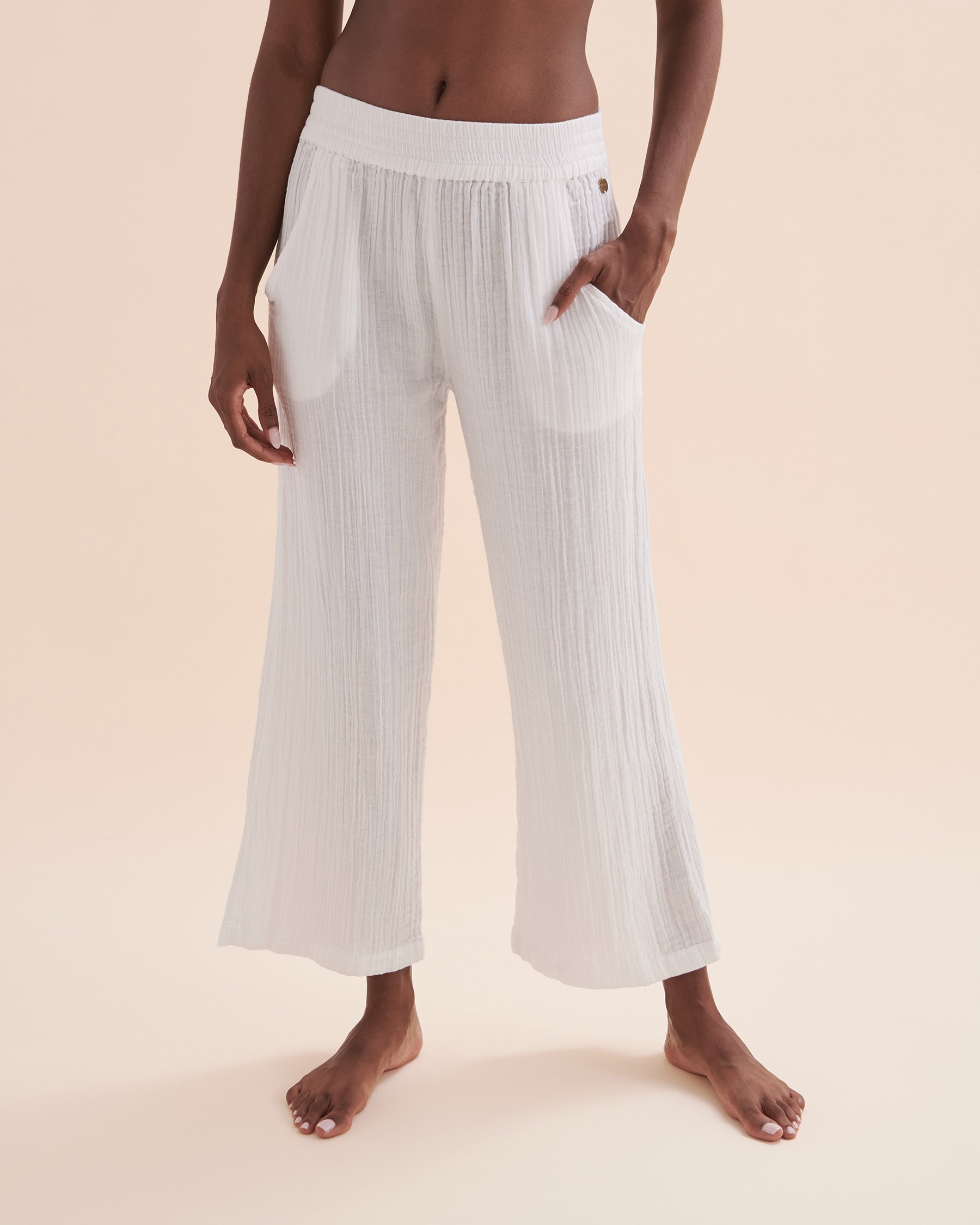 White wide sales leg beach pants