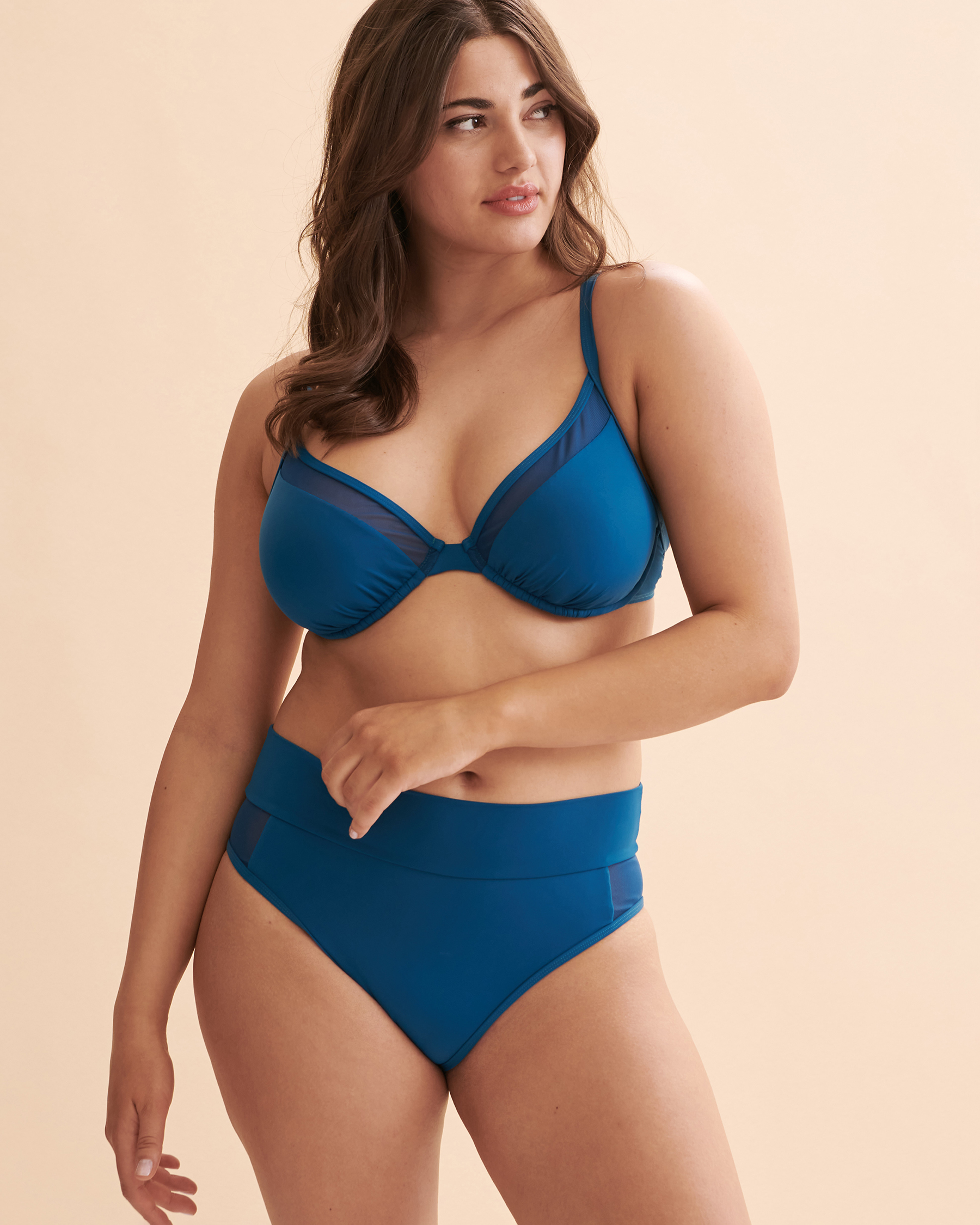 SKYE Lux Dawn D-DD-E Cup Plunge Bikini Top - Dawn blue