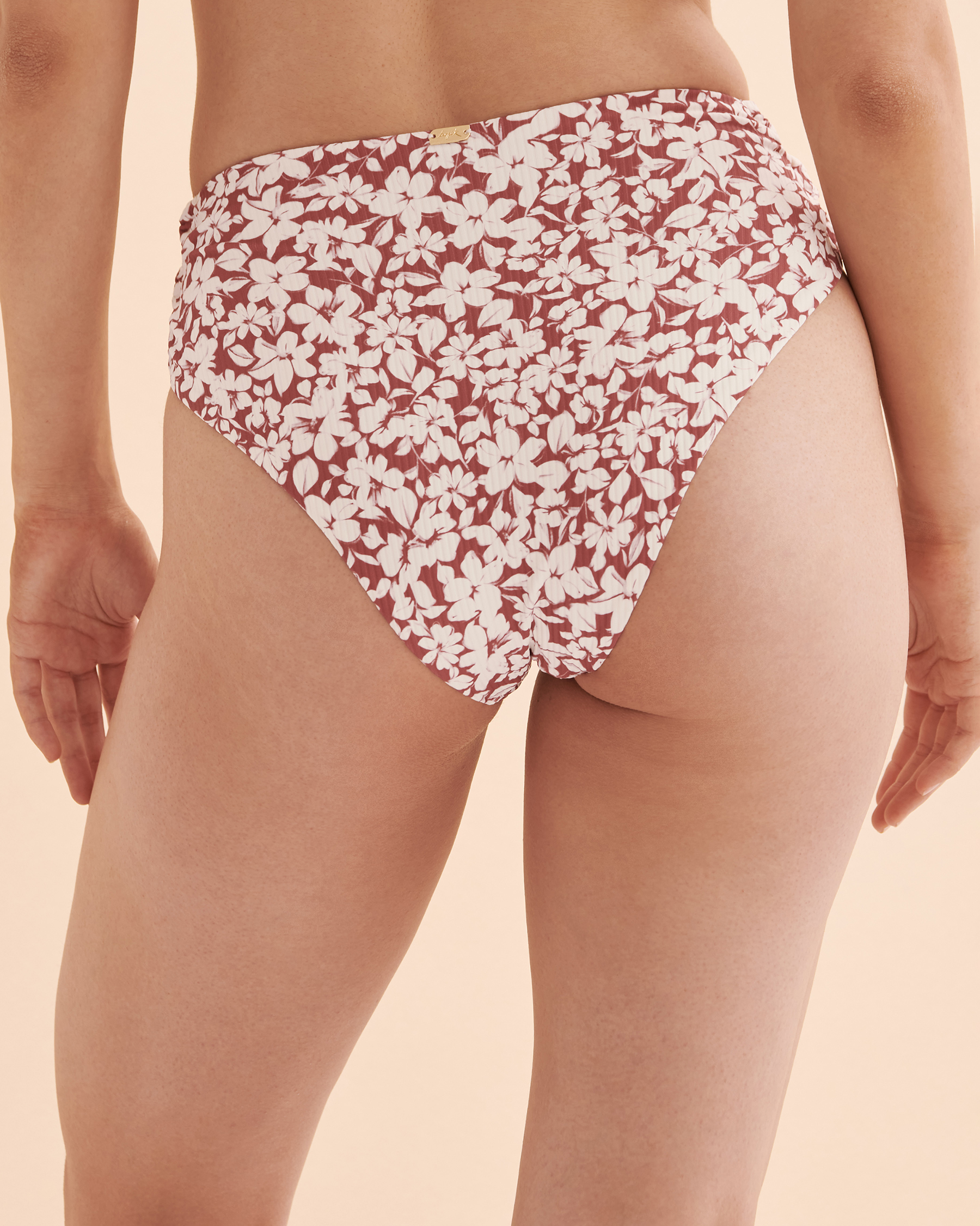 TROPIK Textured Side Tie High Waist Bikini Bottom Floral brown 01300236 - View2