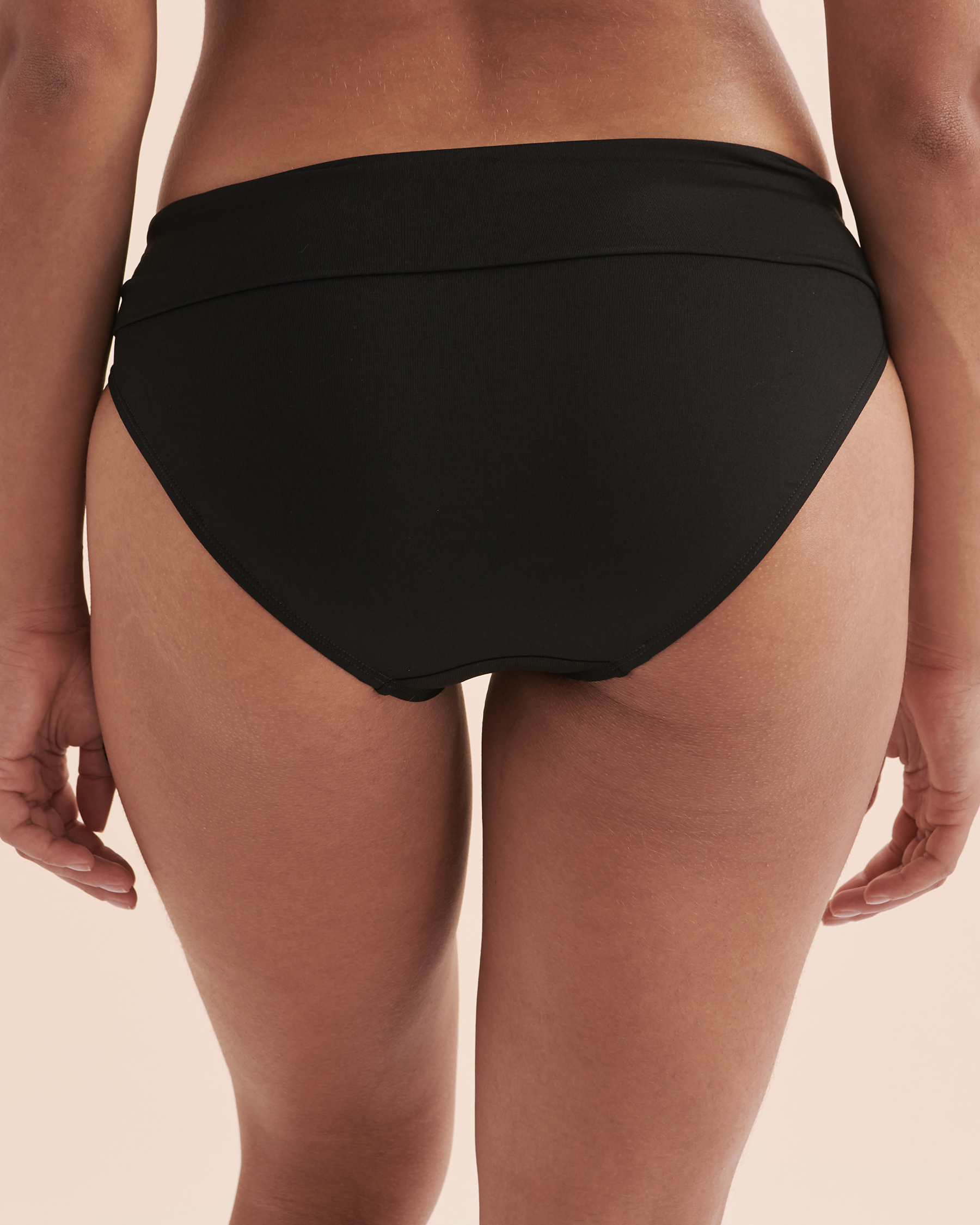 TURQUOISE COUTURE Solid Folded Waistband Bikini Bottom Black 01300241 - View2