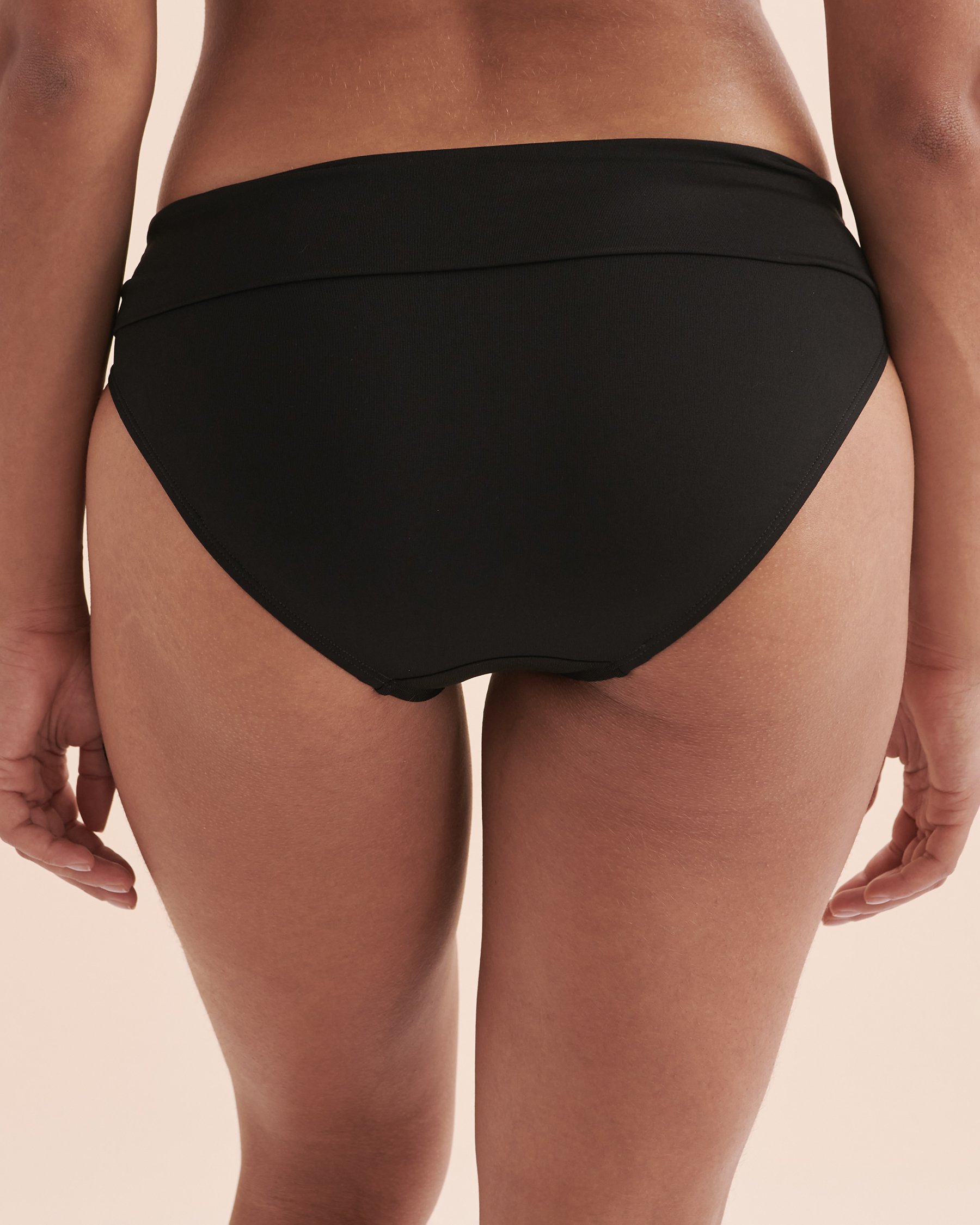 Solid Folded Waistband Bikini Bottom