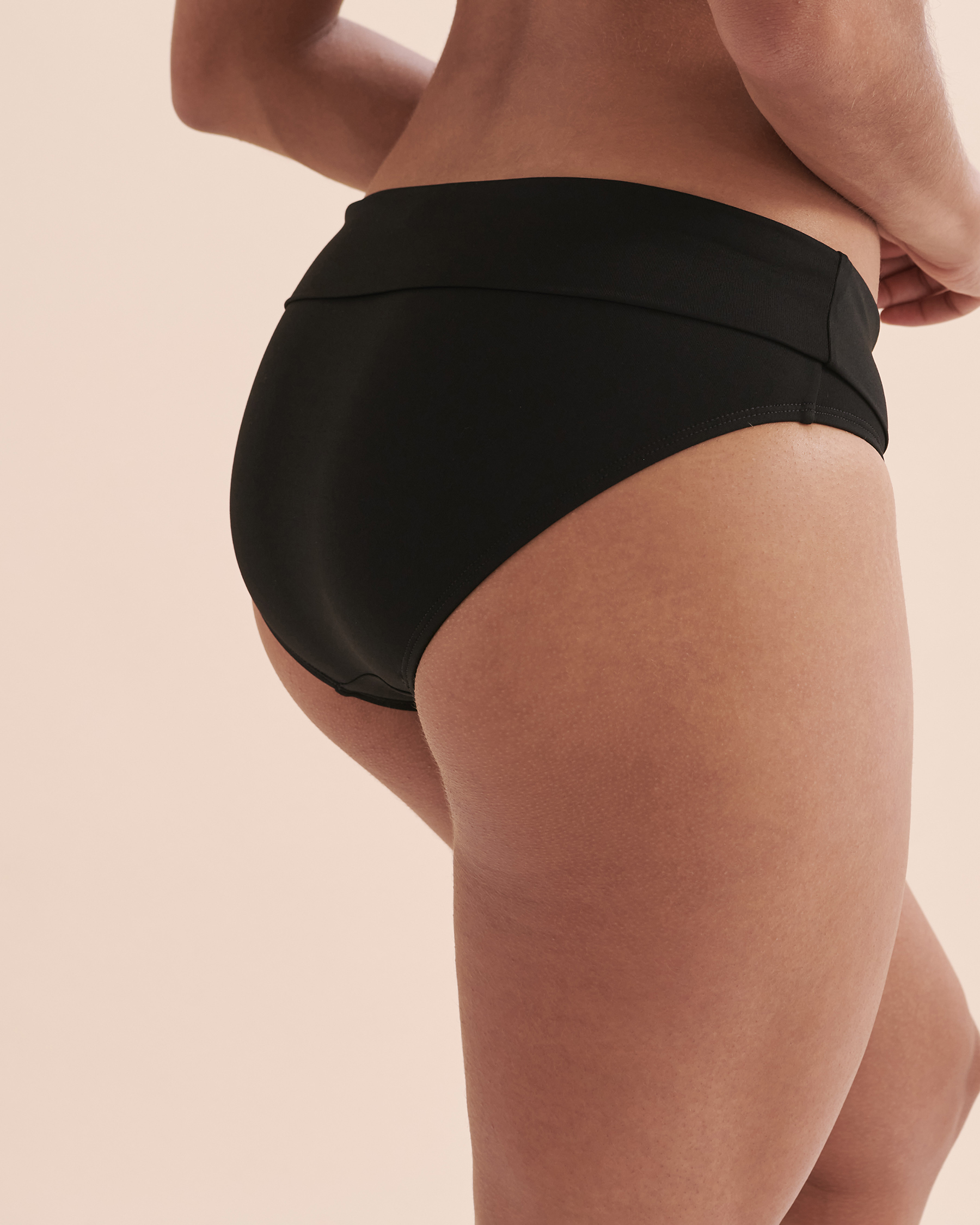 TURQUOISE COUTURE Solid Folded Waistband Bikini Bottom Black 01300241 - View3