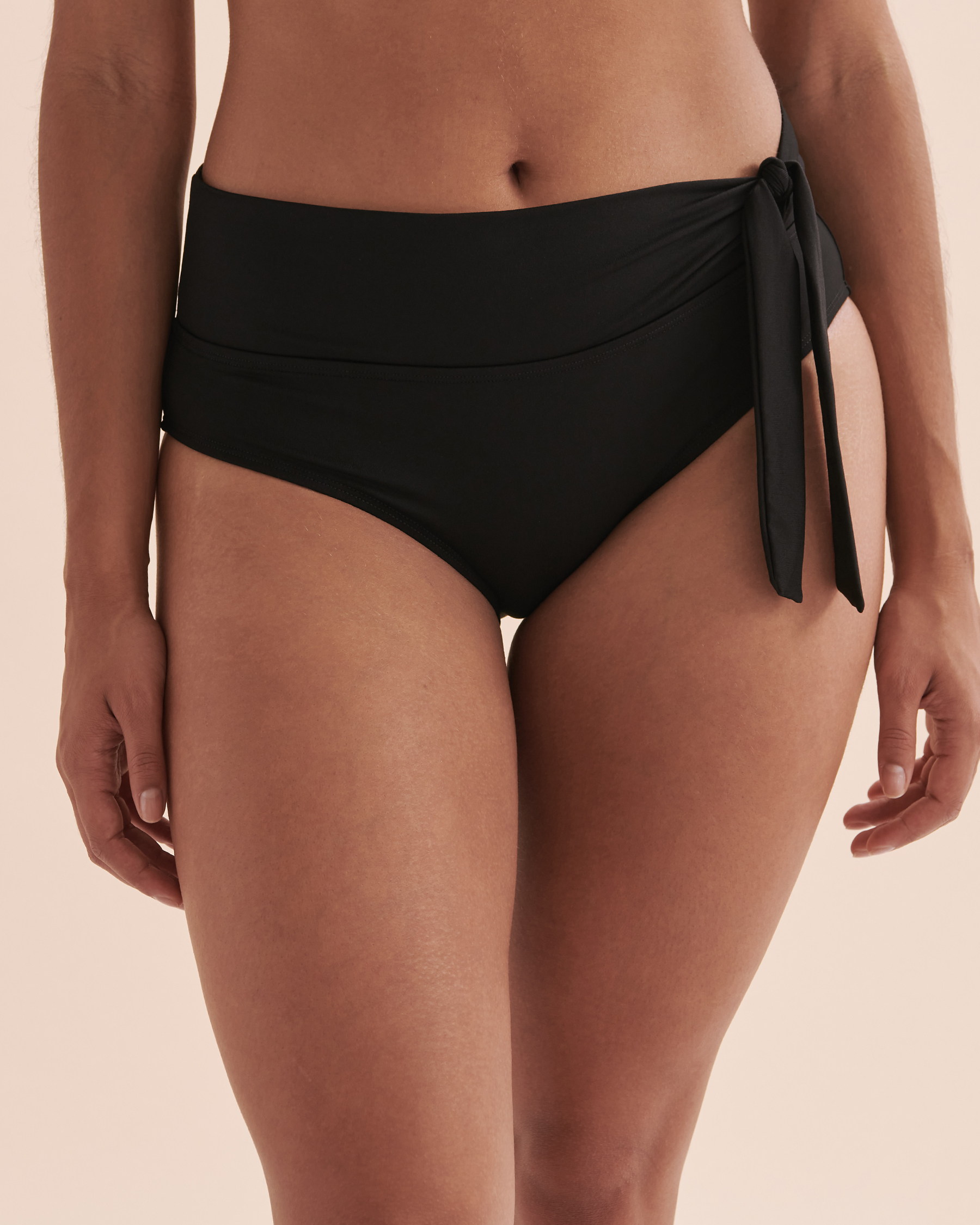 TURQUOISE COUTURE Bas de bikini bande de taille pliée Solid Noir 01300241 - Voir4