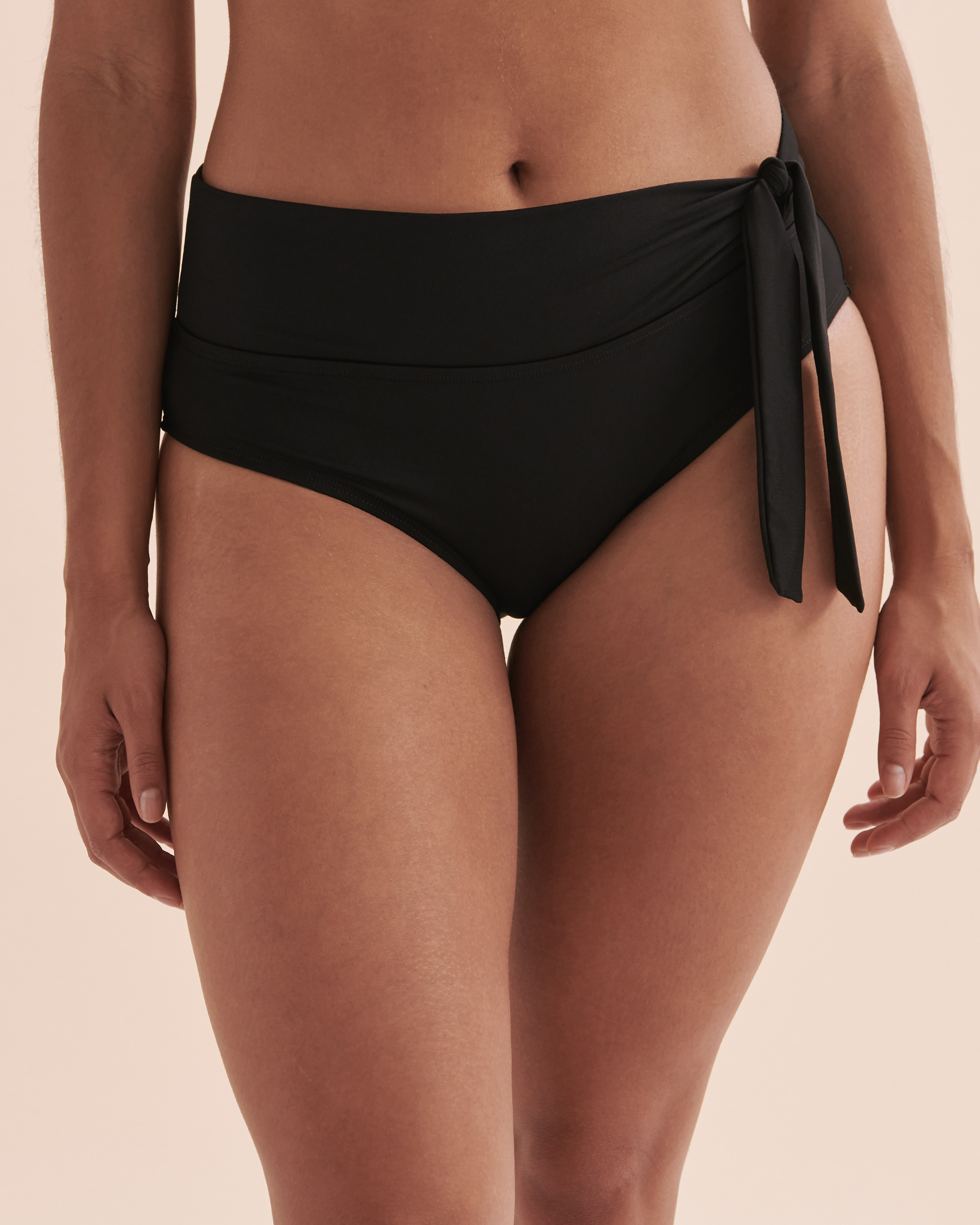 Solid Folded Waistband Bikini Bottom