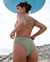 TROPIK Bas de bikini tanga texturé Vert sauge foncé 01300243 - View1