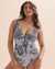 JANTZEN Garden Euphoria Front Tie Plunge One-piece Swimsuit Tropical azure JZ23304M - View1