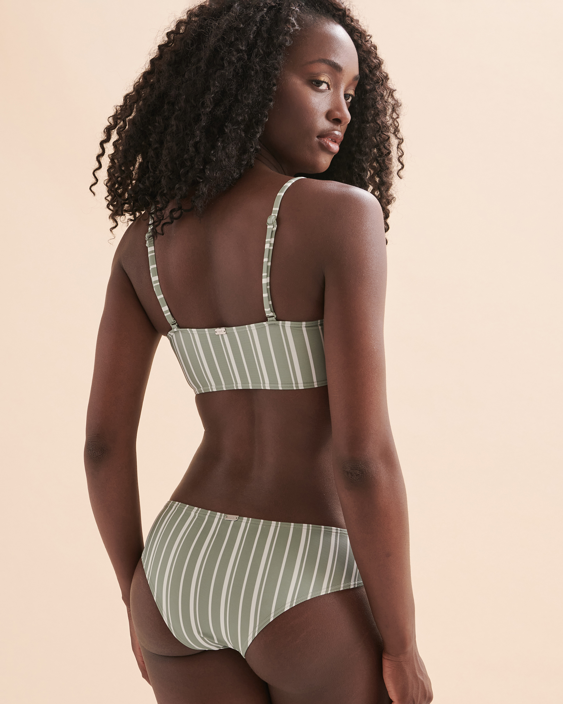 TROPIK Textured STRIPES Bralette Bikini Top Green stripe 01100224 - View2