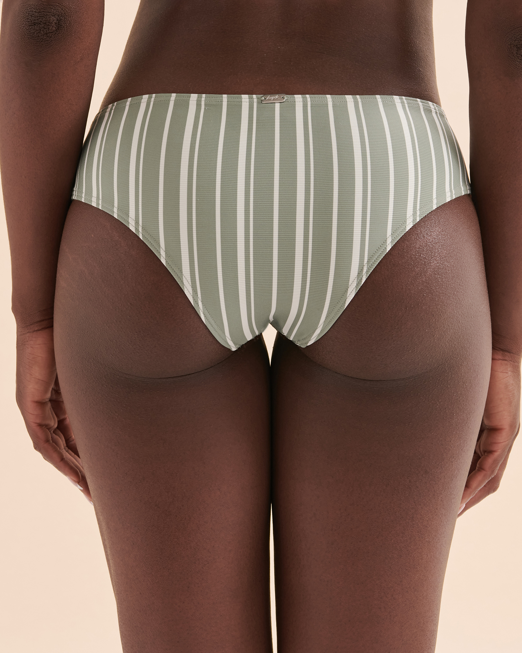 TROPIK Textured Stripes Cheeky Bikini Bottom Green stripe 01300244 - View4
