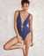 SEA LEVEL Shoreline Laced Front One-piece Swimsuit Navy Stripes SL1574SL - View1