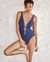 SEA LEVEL Shoreline Laced Front One-piece Swimsuit Navy Stripes SL1574SL - View1