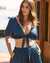 SANTEMARE Satin Tie Crop Top Majolica blue 02100018 - View1