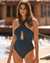 SANTEMARE Chain High Neck One-piece Swimsuit Majolica blue 01400039 - View1