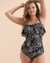 CHRISTINA Hidden Island Ruffle One-piece Swimsuit Black and white 30HD1014 - View1