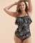 CHRISTINA Hidden Island Ruffle One-piece Swimsuit Black and white 30HD1014 - View1