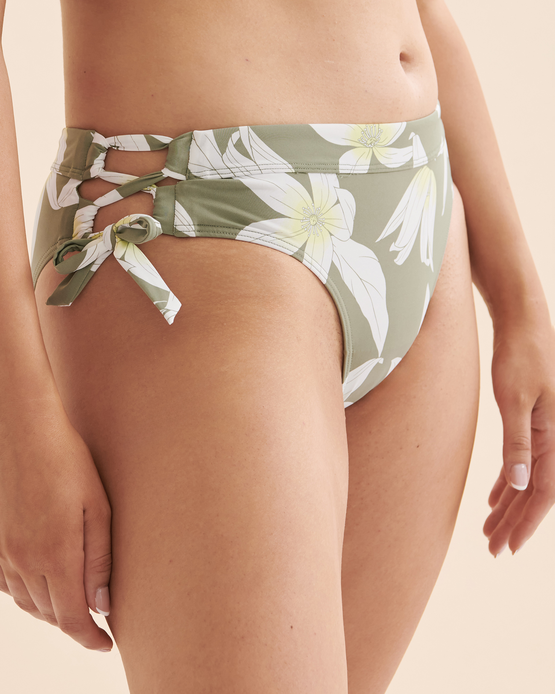 EAU DE SEA Bas de bikini noué aux hanches vert floral Vert floral 01300247 - Voir3