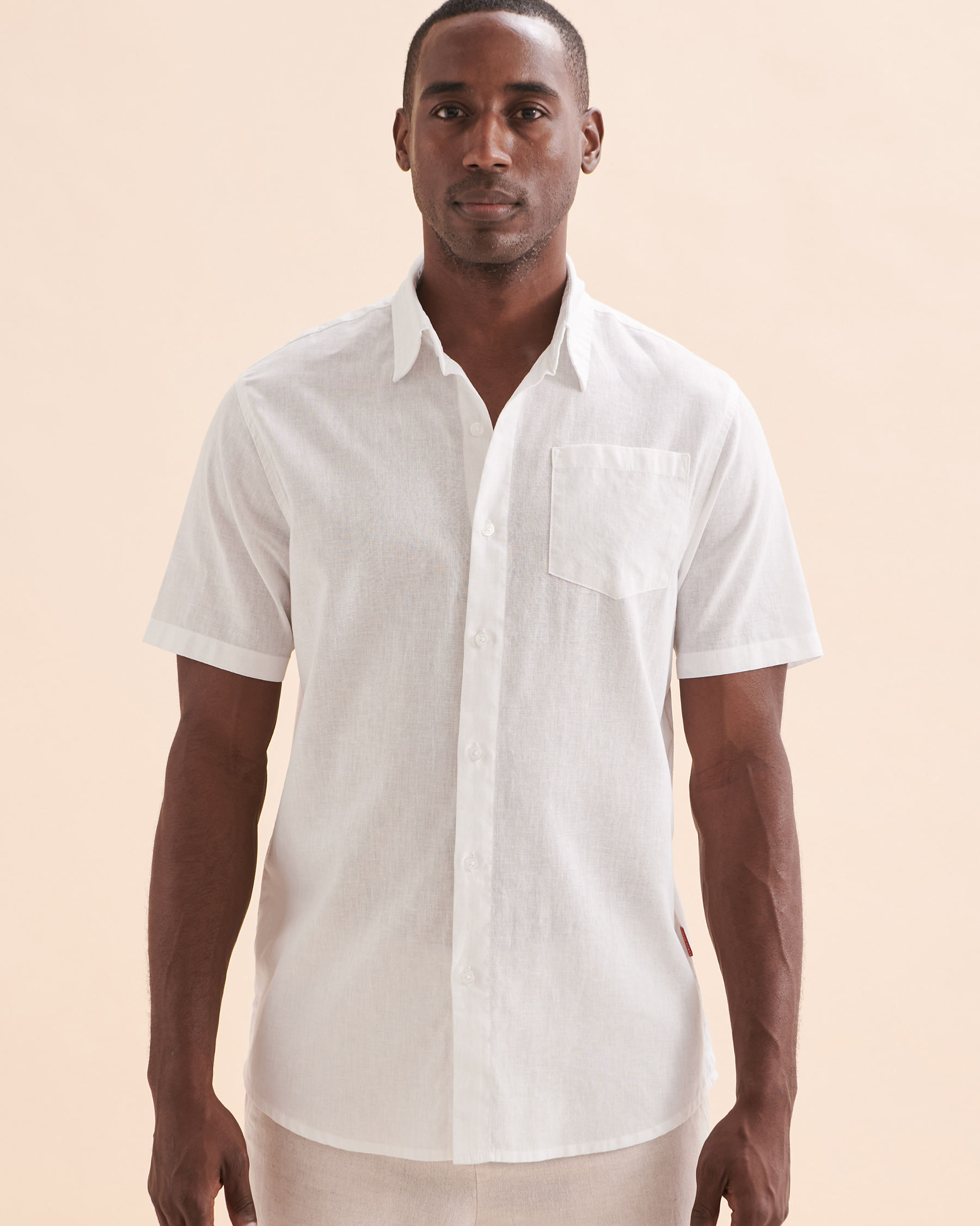 PUBLIC BEACH Linen Short Sleeve Shirt White PB6242BIK - View4