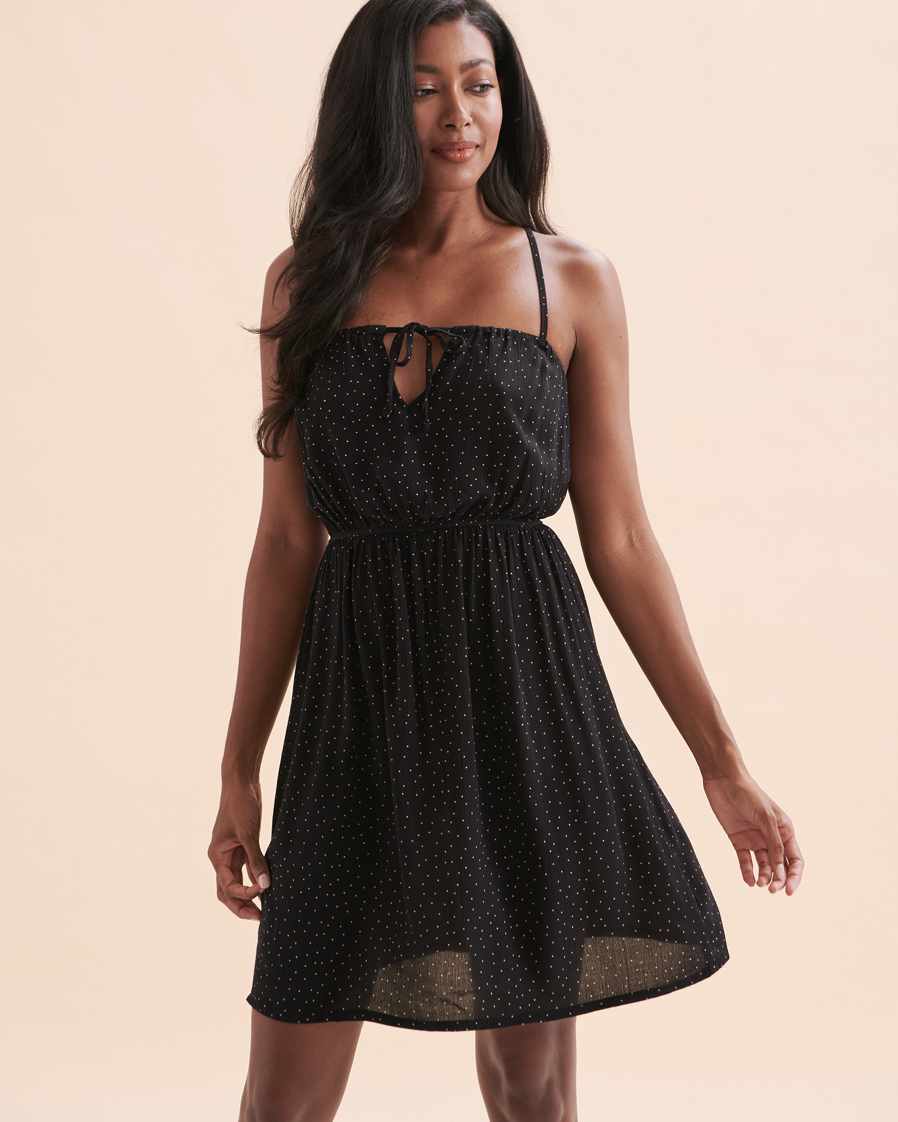 Breezies Sleeveless Sleep Dress with Lace Detail Black