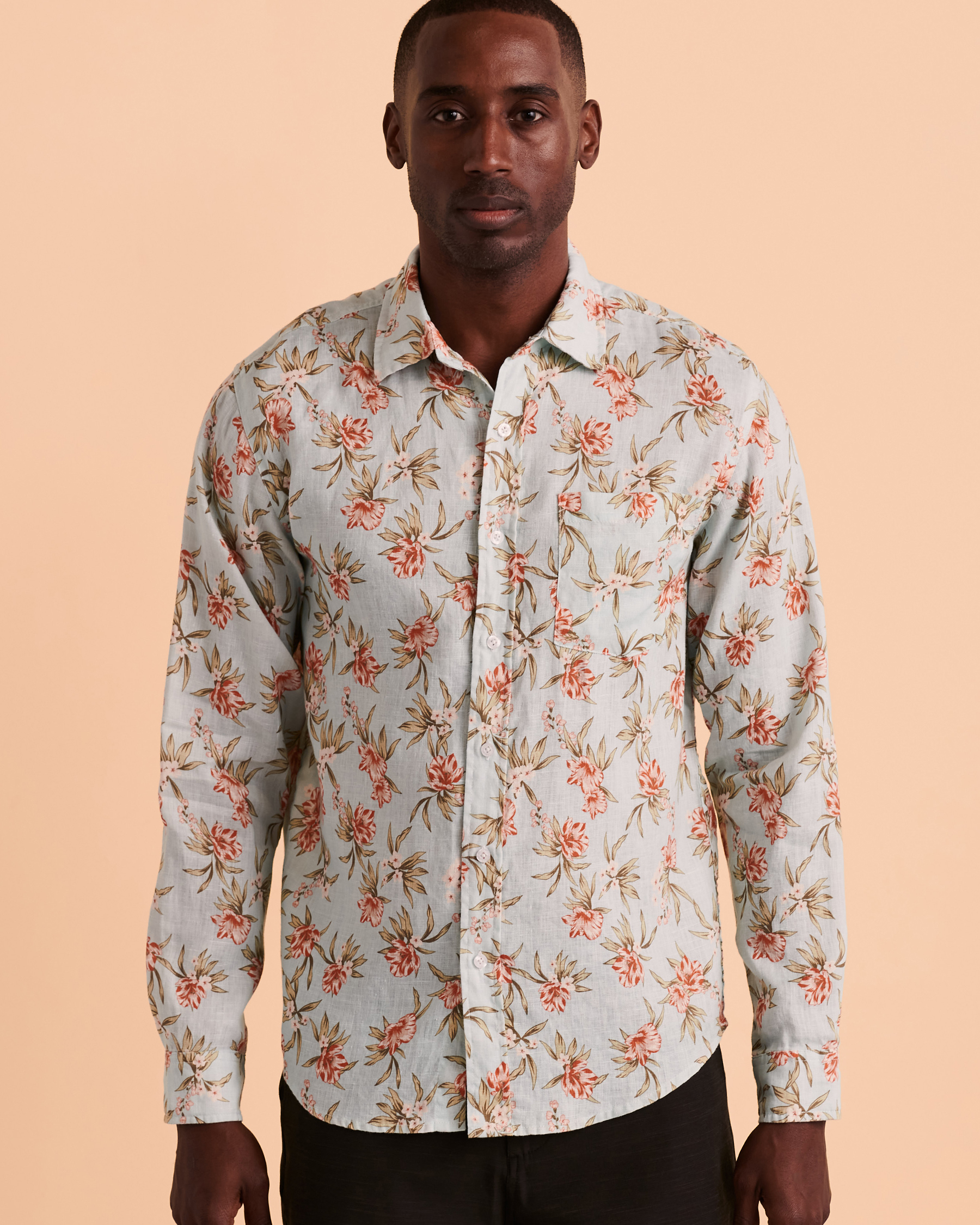 ISLANDHAZE Linen Button-down Shirt Floral NB123705 - View4