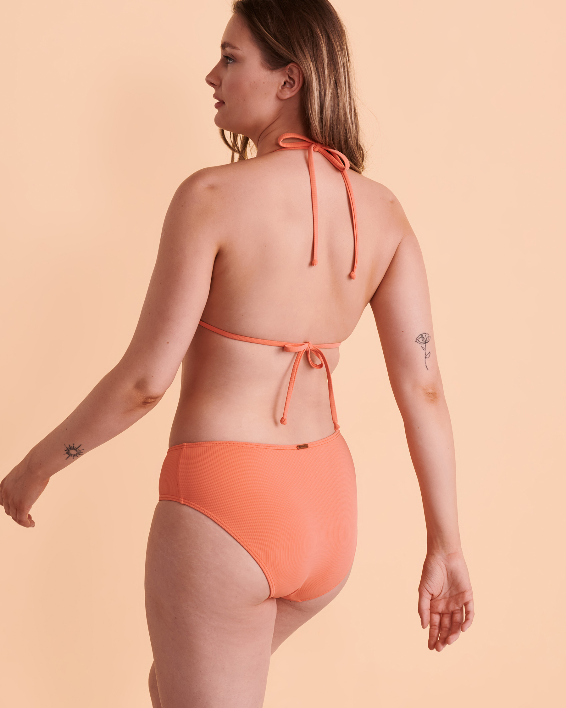 MY BIKINI STORY RIB Triangle Bikini Top - Coral