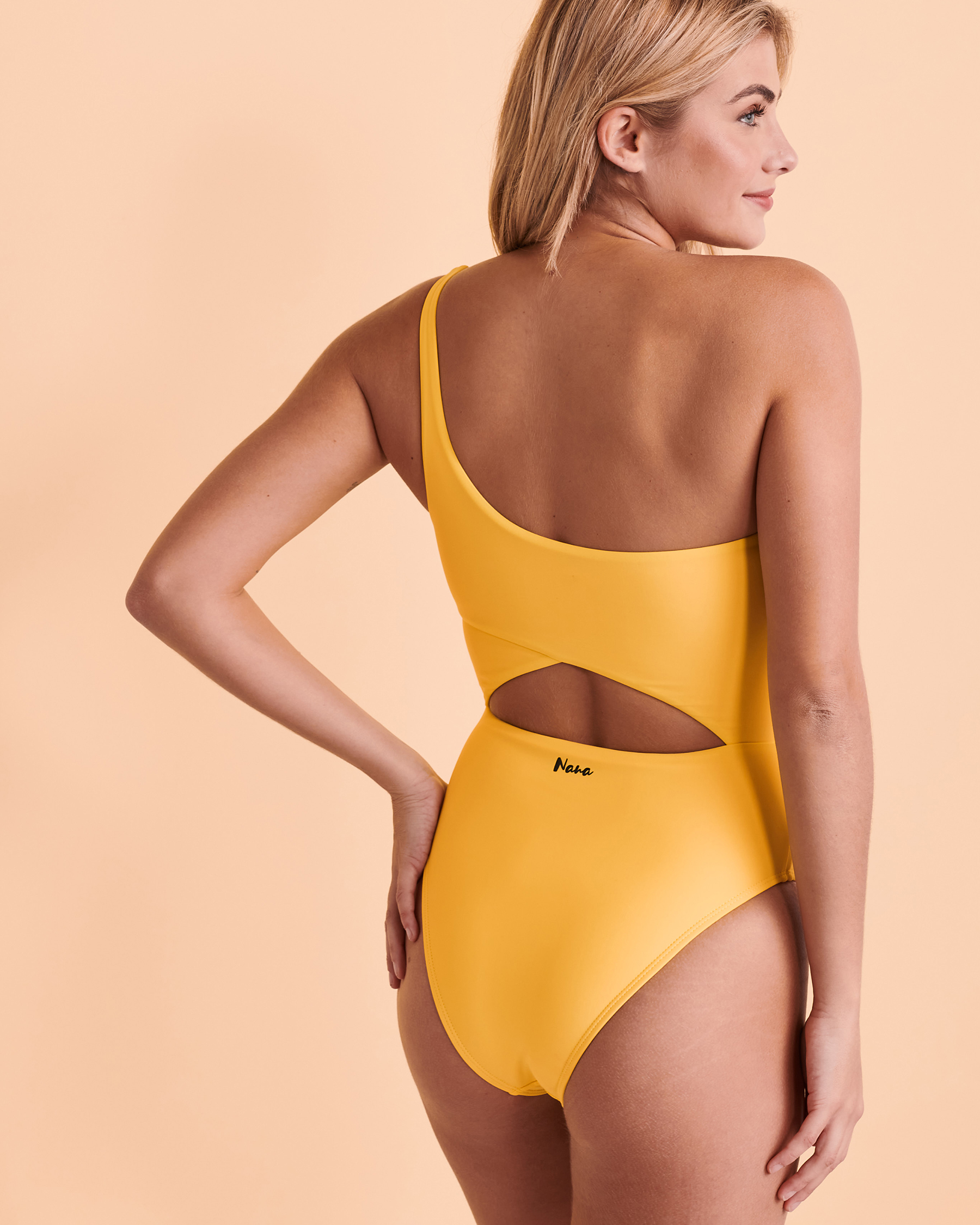 NANA SANTA THERESA Stephanie One Shoulder One-piece Swimsuit Yellow JA001 - View4