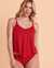 TURQUOISE COUTURE SOLID V-neck Tankini Top Red 01100162 - View1