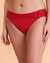 TURQUOISE COUTURE SOLID Folded Waistband Bikini Bottom Red 01300172 - View1