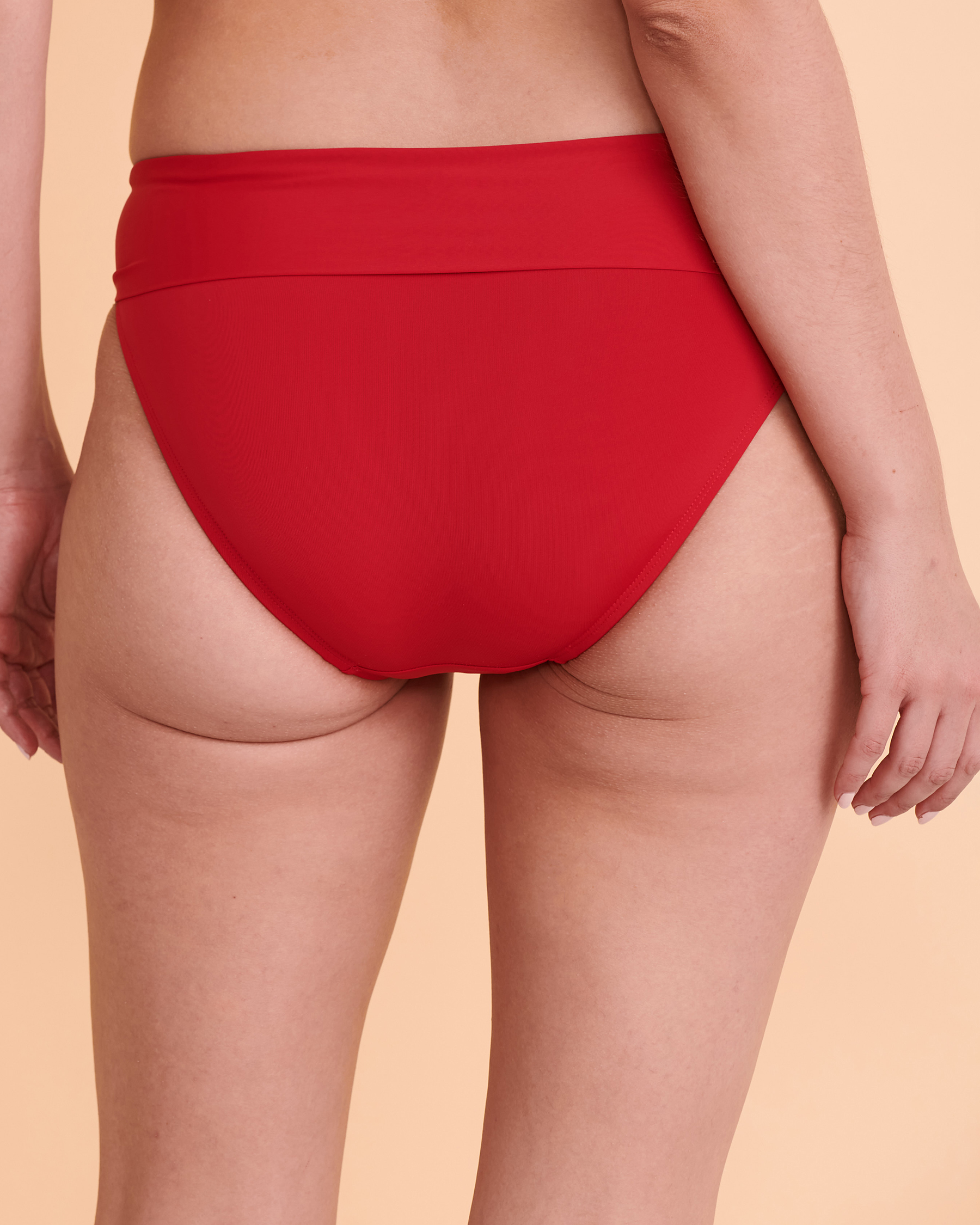 TURQUOISE COUTURE Bas de bikini bande de taille pliée SOLID Rouge 01300172 - Voir2