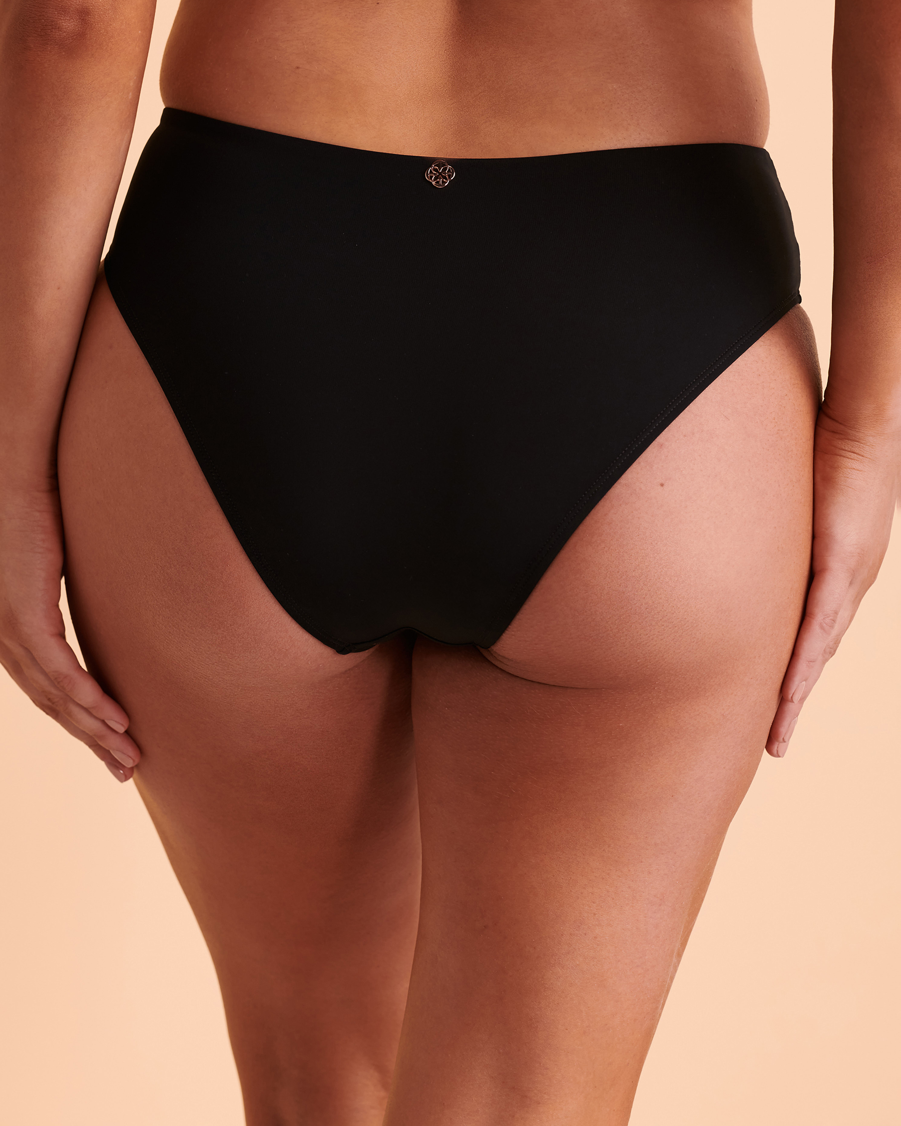 TURQUOISE COUTURE SOLID High Waist Bikini Bottom Black 01300173 - View2