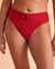 TURQUOISE COUTURE SOLID High Waist Bikini Bottom Red 01300173 - View1