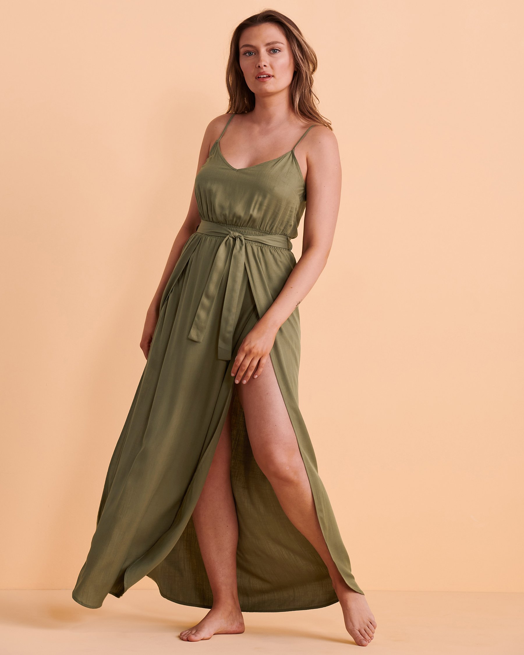 TROPIK Thin Straps Maxi Dress Forest green Bikini Village