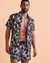 HAMABE Short Sleeve Button-down Shirt Black tropical leaves 04100010 - View1